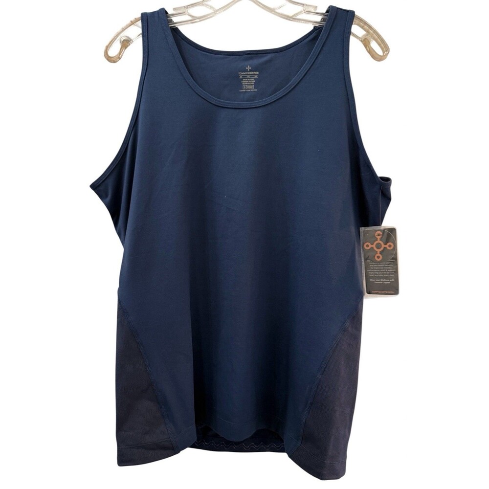 TOMMIE COPPER Tank Womens Size 3X Lower Back Support Tank Ladies Navy Top NWT